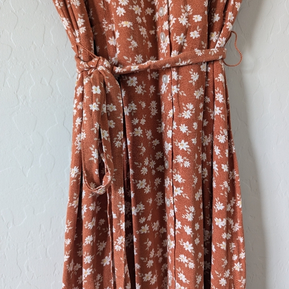 NWT Abercrombie & Fitch Floral Rust Color Midi Dress, Size Small - Picture 4 of 4